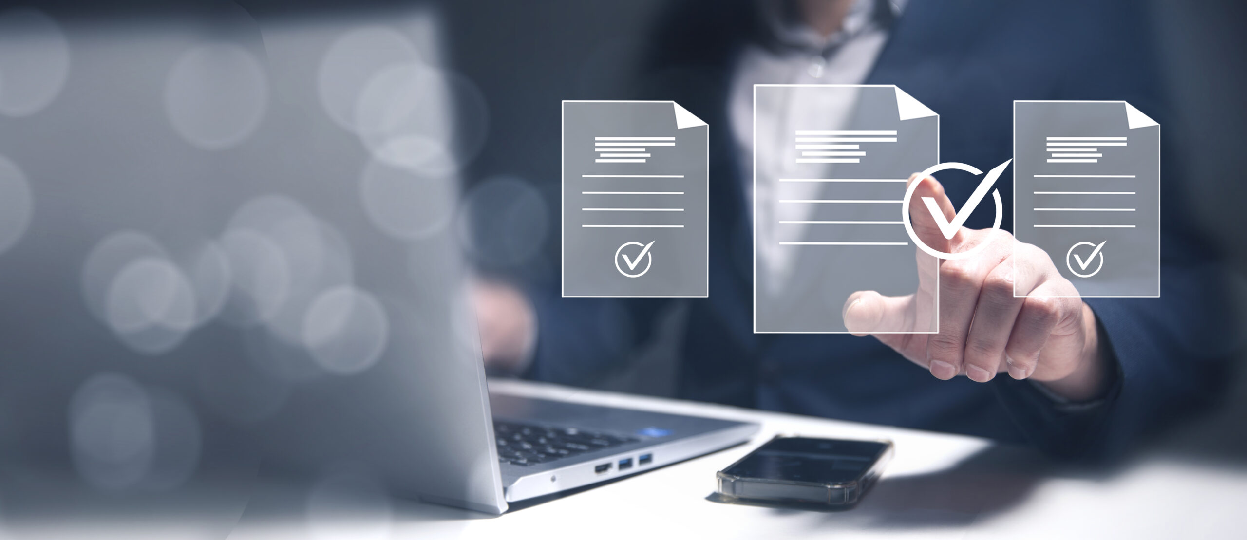 Businessman with a Document Management System